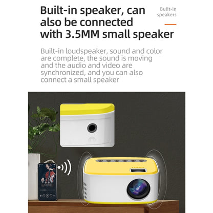 T20 320x240 400 Lumens Portable Home Theater LED HD Digital Projector, Same Screen Version, US Plug(White Yellow) - Consumer Electronics by buy2fix | Online Shopping UK | buy2fix