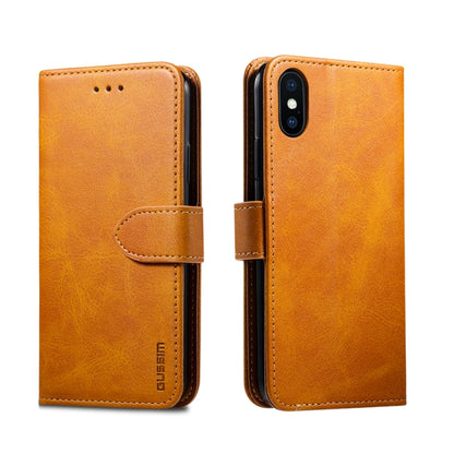 For iPhone X / XS GUSSIM Magnetic Horizontal Flip Leather Case with Holder & Card Slots & & Wallet(Yellow) - More iPhone Cases by GUSSIM | Online Shopping UK | buy2fix