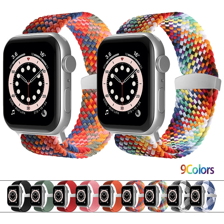 Nylon Braid Watch Band For Apple Watch Ultra 49mm&Watch Ultra 2 49mm / Series 9&8&7 45mm / SE 3&SE 2&6&SE&5&4 44mm / 3&2&1 42mm(Rainbow) - Watch Bands by buy2fix | Online Shopping UK | buy2fix