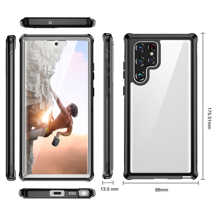 For Samsung Galaxy S22 Ultra 5G Life Waterproof Dustproof Shockproof Transparent Acrylic Protective Phone Case(Black) - Galaxy S22 Ultra 5G Cases by buy2fix | Online Shopping UK | buy2fix
