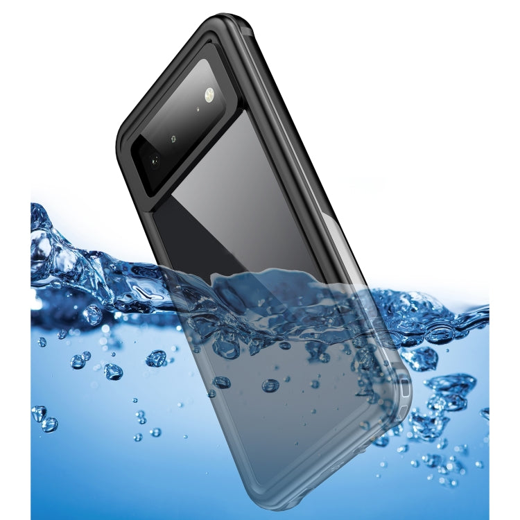 For Google Pixel 6 Life Waterproof Dustproof Shockproof Transparent Acrylic Protective Phone Case(Black) - Google Cases by buy2fix | Online Shopping UK | buy2fix