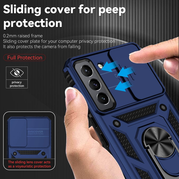 For Samsung Galaxy S22+ 5G Sliding Camshield Holder Phone Case(Blue) - Samsung Accessories by buy2fix | Online Shopping UK | buy2fix