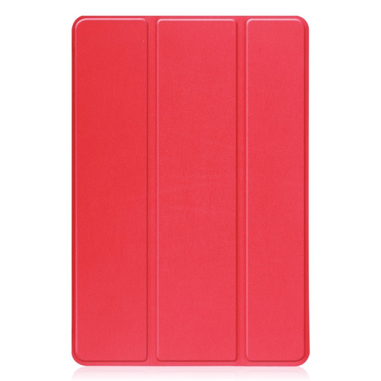 For TCL Tab 10s Three-folding Holder Custer Texture Leather Tablet Case(Red) - Others by buy2fix | Online Shopping UK | buy2fix