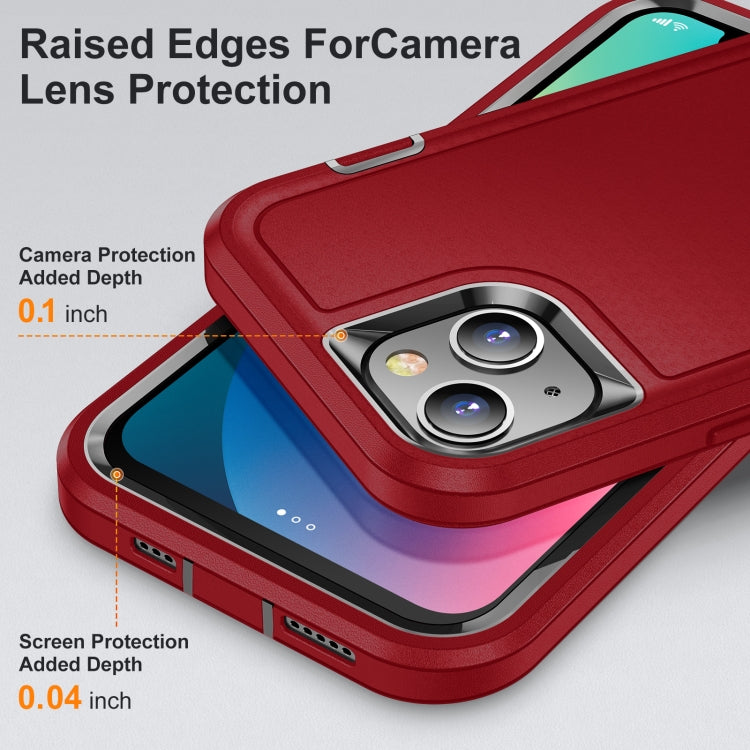 For iPhone 13 3 in 1 Rugged Holder Phone Case(Red + Black) - iPhone 13 Cases by buy2fix | Online Shopping UK | buy2fix