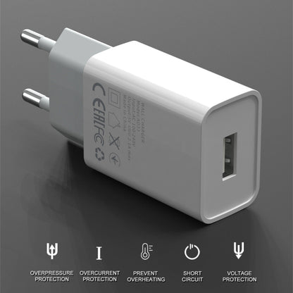 IVON AD-33 2 in 1 2.1A Single USB Port Travel Charger + 1m USB to 8 Pin Data Cable Set, EU Plug(White) - Apple Accessories by IVON | Online Shopping UK | buy2fix