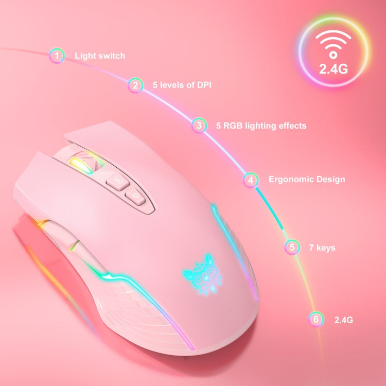 ONIKUMA CW905 2.4G RGB Lighting Wireless Mouse(Pink) - Wireless Mice by ONIKUMA | Online Shopping UK | buy2fix