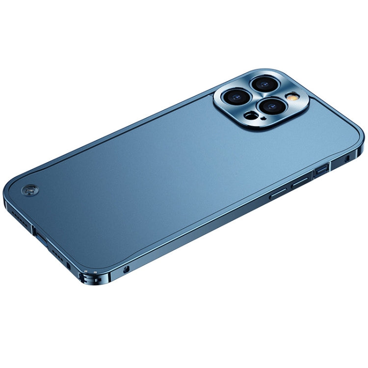 For iPhone 12 Pro Max Metal Frame Frosted Case(Blue) - Apple Accessories by buy2fix | Online Shopping UK | buy2fix