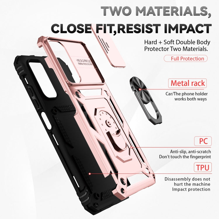 For Xiaomi Redmi Note 11 Global Sliding Camshield Holder Phone Case(Rose Gold) - Redmi Note 11 Case by buy2fix | Online Shopping UK | buy2fix