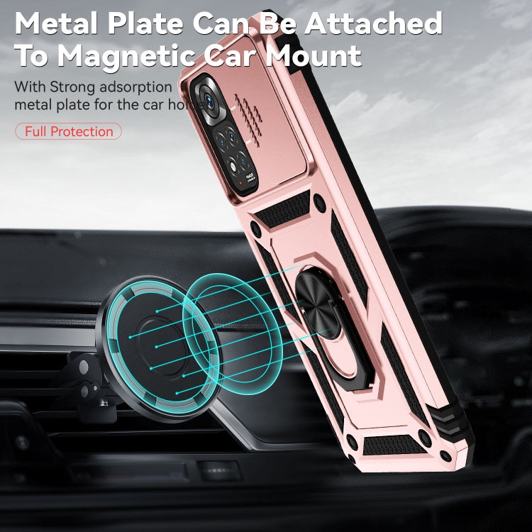 For Xiaomi Redmi Note 11 Global Sliding Camshield Holder Phone Case(Rose Gold) - Redmi Note 11 Case by buy2fix | Online Shopping UK | buy2fix