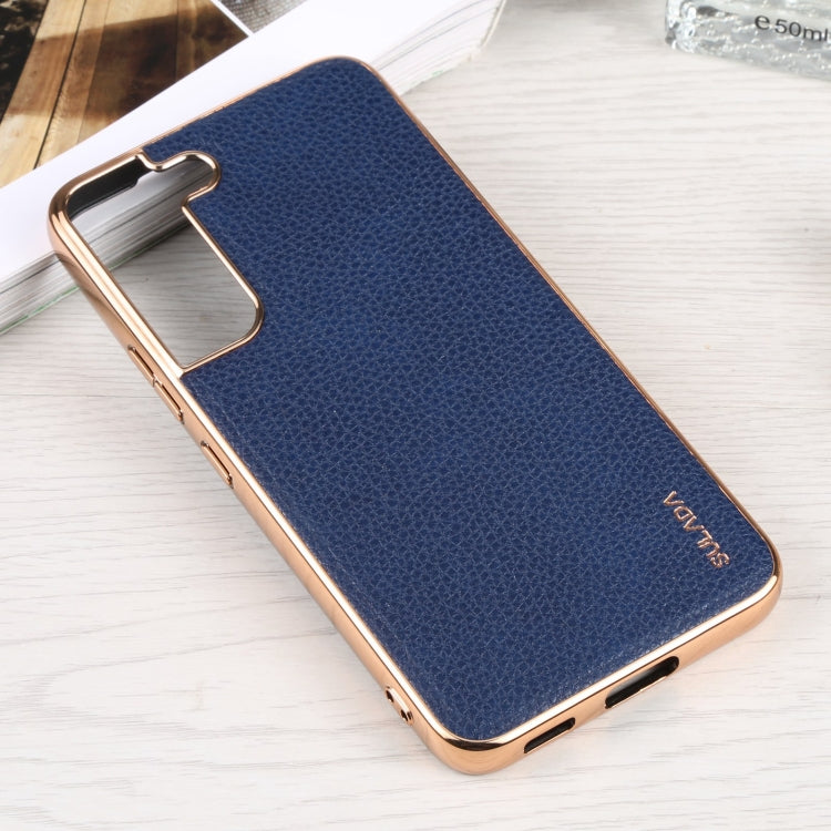 For Samsung Galaxy S22 5G SULADA Shockproof TPU + Handmade Leather Phone Case(Blue) - Galaxy S22 5G Cases by SULADA | Online Shopping UK | buy2fix