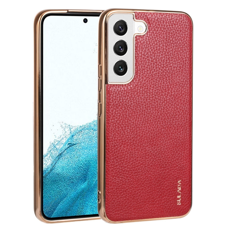 For Samsung Galaxy S22 5G SULADA Shockproof TPU + Handmade Leather Phone Case(Red) - Galaxy S22 5G Cases by SULADA | Online Shopping UK | buy2fix