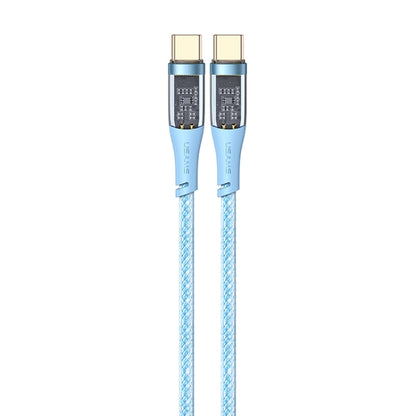 USAMS US-SJ574 Type-C / USB-C to Type-C / USB-C PD 100W Aluminum Alloy Transparent Charging Cata Cable, Length: 1.2m(Blue) -  by USAMS | Online Shopping UK | buy2fix