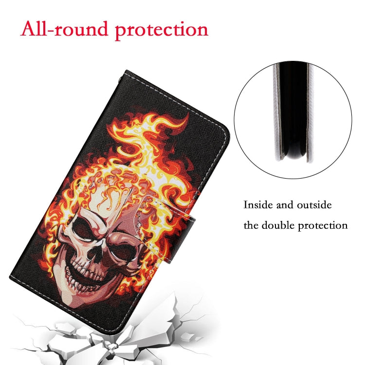 For Xiaomi Redmi 10C Colored Drawing Pattern Flip Leather Case(Flame Skull) - Xiaomi Cases by buy2fix | Online Shopping UK | buy2fix