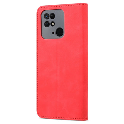 For Xiaomi Redmi 10C / Redmi 10 India AZNS Skin Feel Calf Texture Flip Leather Phone Case(Red) - Xiaomi Cases by AZNS | Online Shopping UK | buy2fix