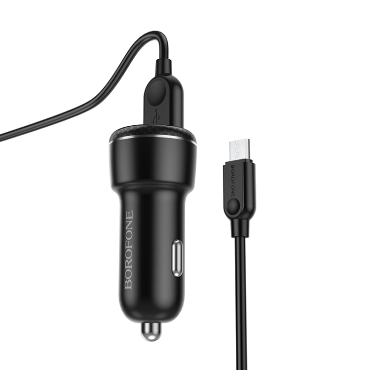 Borofone BZ17 Dual USB Ports QC3.0 Car Charger with Micro USB Charging Cable(Black) - Car Charger by Borofone | Online Shopping UK | buy2fix