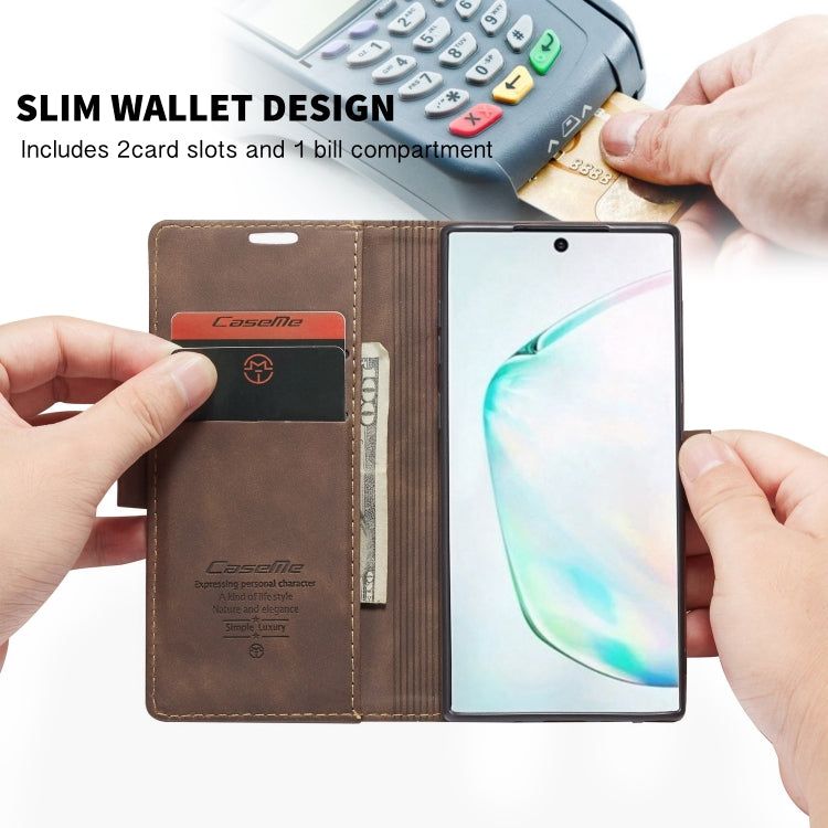 For Galaxy A81 / Note 10 Lite CaseMe Multifunctional Horizontal Flip Leather Case, with Card Slot & Holder & Wallet(Coffee) - Samsung Accessories by CaseMe | Online Shopping UK | buy2fix