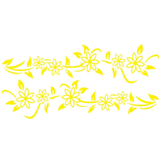 2 PCS/Set D-378 Flower Totem Pattern Car Modified Decorative Sticker(Yellow) - In Car by buy2fix | Online Shopping UK | buy2fix
