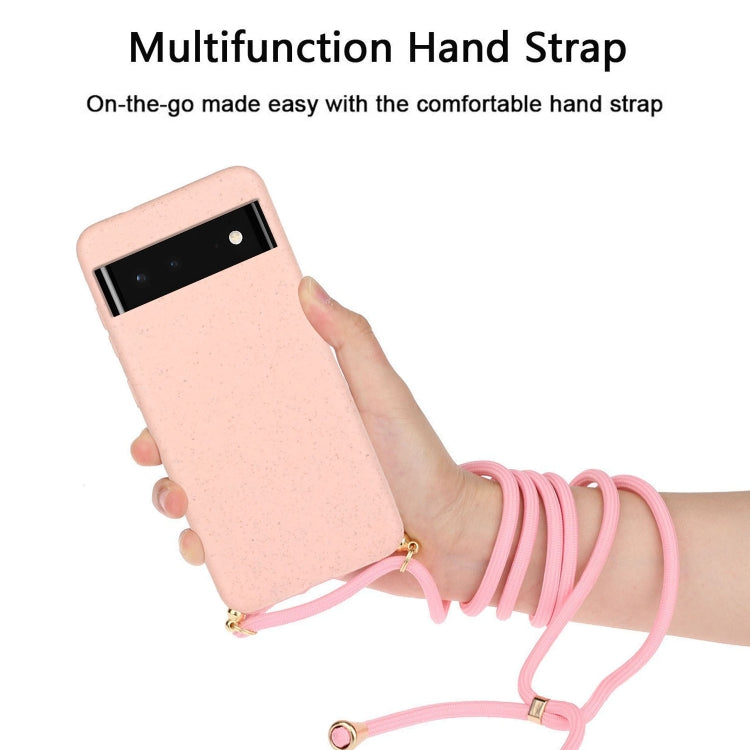 For Google Pixel 6 Wheat Straw Material + TPU Protective Case with Lanyard(Pink) - Mobile Accessories by buy2fix | Online Shopping UK | buy2fix