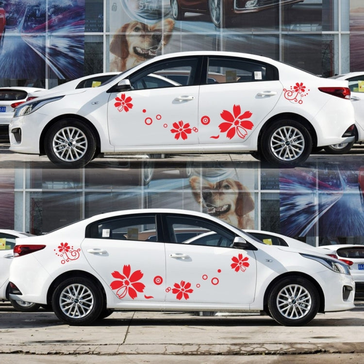 2 PCS/Set D-510 Flowers Pattern Car Modified Decorative Sticker(Red) - In Car by buy2fix | Online Shopping UK | buy2fix