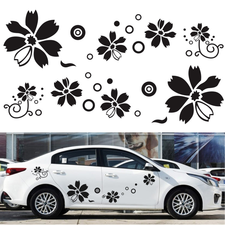 2 PCS/Set D-510 Flowers Pattern Car Modified Decorative Sticker(Black) - In Car by buy2fix | Online Shopping UK | buy2fix