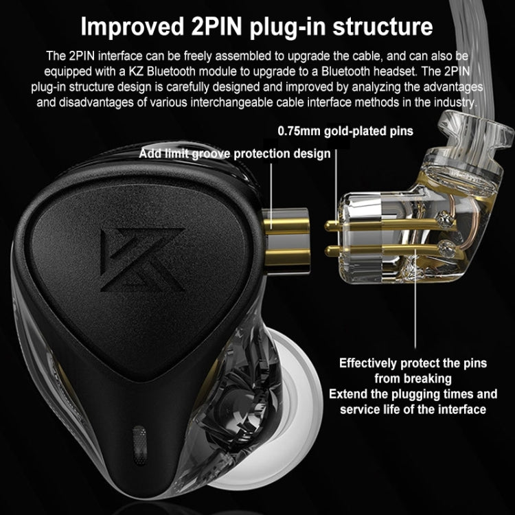 KZ-ZEX PRO 1.2m Electrostatic Coil Iron Hybrid In-Ear Headphones, Style:Without Microphone(Pearl Chrome) - In Ear Wired Earphone by KZ | Online Shopping UK | buy2fix