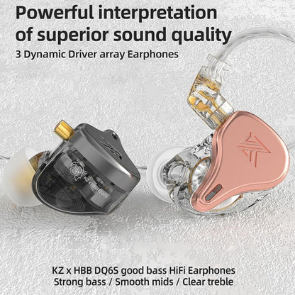 KZ-DQ6S 1.2m Three-Unit Dynamic Subwoofer In-Ear Headphones, Style:Without Microphone(Pink) - In Ear Wired Earphone by KZ | Online Shopping UK | buy2fix