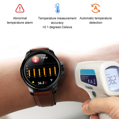 E89 1.32 Inch Screen Leather Strap Smart Health Watch Supports ECG Function, AI Medical Diagnosis, Body Temperature Monitoring(Black) - Smart Wear by buy2fix | Online Shopping UK | buy2fix