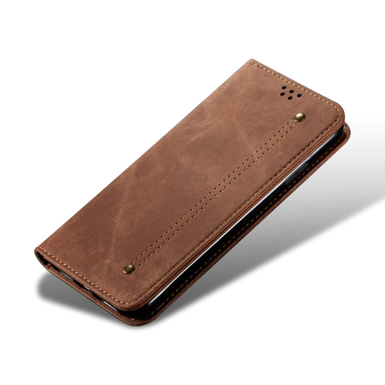 For Huawei Nova 10 4G Denim Texture Casual Style Horizontal Flip Leather Case(Brown) - Mobile Accessories by buy2fix | Online Shopping UK | buy2fix