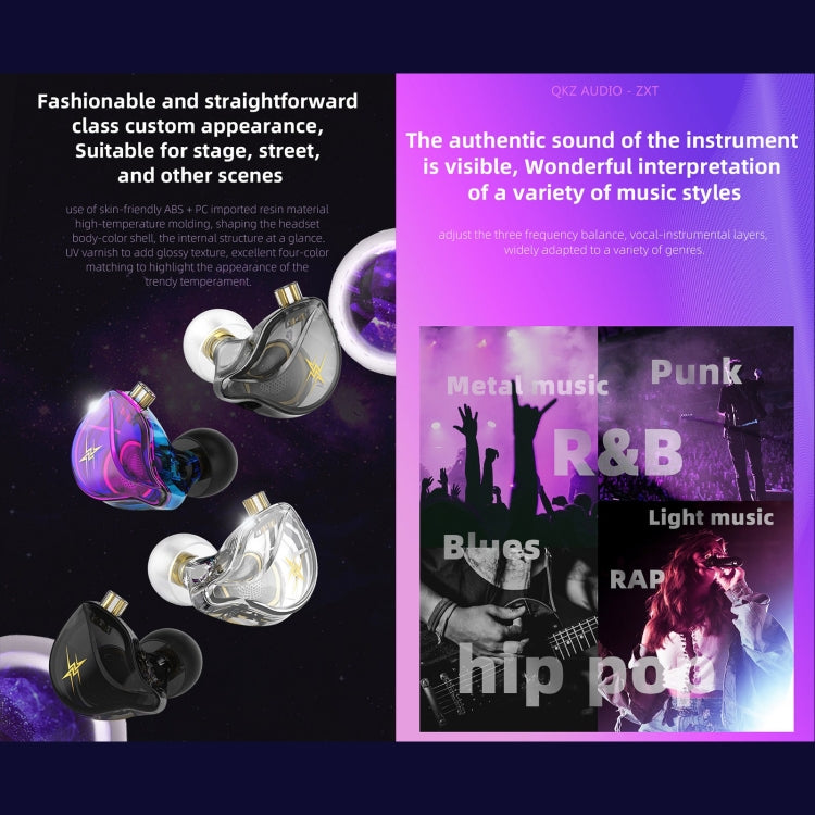 QKZ ZXT Sports In-ear Wired Control Plug HIFI Stereo Stage Monitor Earphone, Style:with Mic(Transparent) - In Ear Wired Earphone by QKZ | Online Shopping UK | buy2fix
