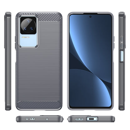 For Xiaomi Poco F4 Brushed Texture Carbon Fiber TPU Phone Case(Grey) - Xiaomi Cases by buy2fix | Online Shopping UK | buy2fix