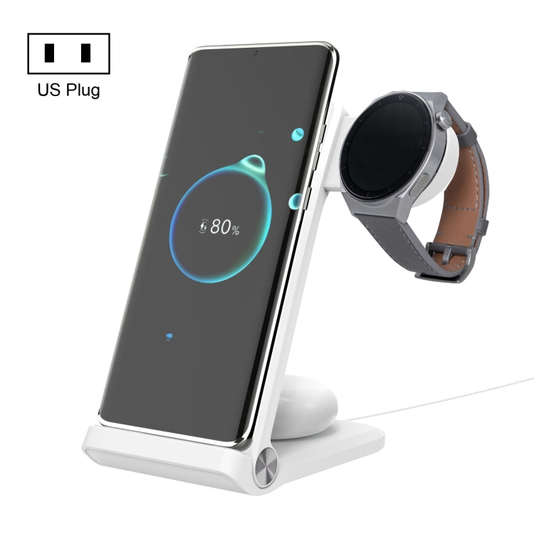 NILLKIN NKT12 3-in-1 Wireless Charger with Huawei Watch Charger, Plug Type:US Plug(White) - Wireless Charger by NILLKIN | Online Shopping UK | buy2fix