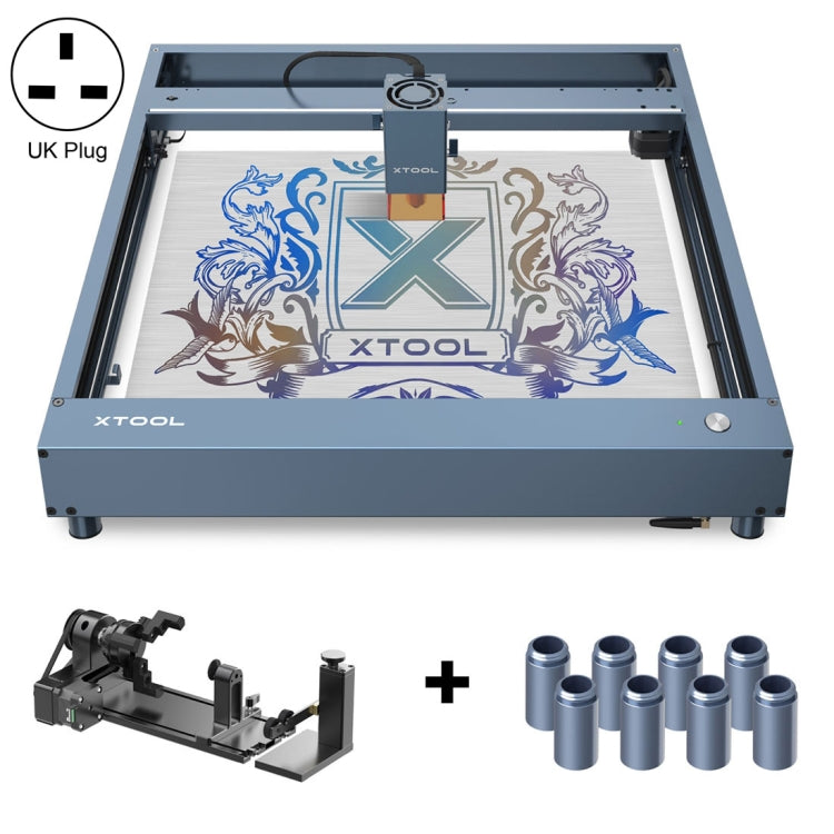 XTOOL D1 Pro-20W High Accuracy DIY Laser Engraving & Cutting Machine + Rotary Attachment + Raiser Kit, Plug Type:UK Plug(Metal Gray) - DIY Engraving Machines by XTOOL | Online Shopping UK | buy2fix