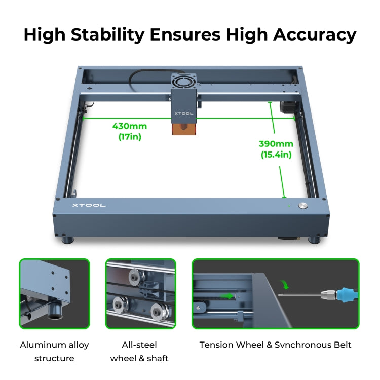 XTOOL D1 Pro-20W High Accuracy DIY Laser Engraving & Cutting Machine + Rotary Attachment + Raiser Kit, Plug Type:UK Plug(Metal Gray) - DIY Engraving Machines by XTOOL | Online Shopping UK | buy2fix