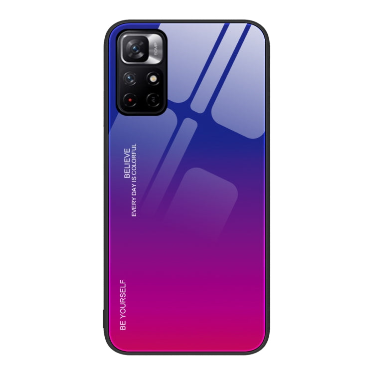 For Xiaomi Redmi Note 11 5G/Poco M4 Pro Gradient Color Glass Case(Purple Red) - Redmi Note 11 Case by buy2fix | Online Shopping UK | buy2fix