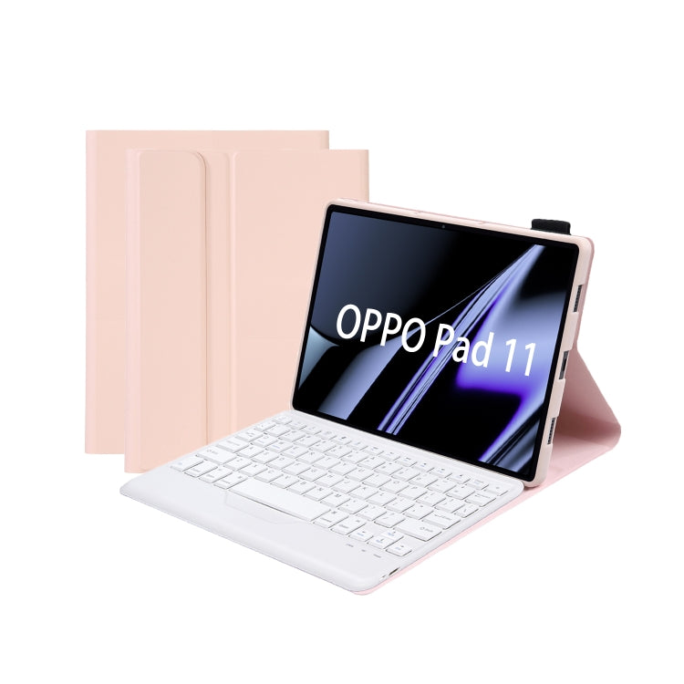 OP11-B Lambskin Texture Ultra-thin Bluetooth Keyboard Leather Case For OPPO Pad 11 inch(Pink) - Others Keyboard by buy2fix | Online Shopping UK | buy2fix