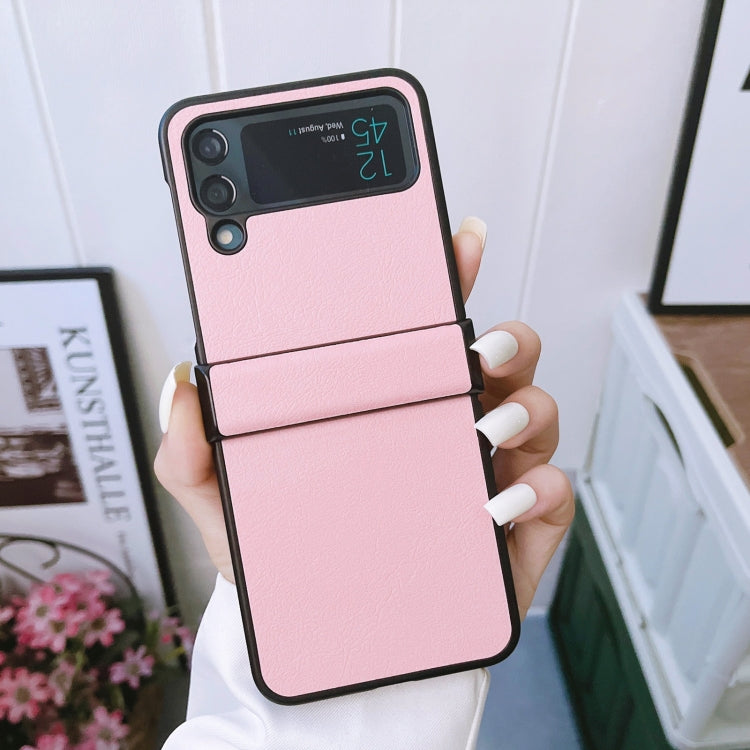 For Samsung Galaxy Z Flip4 5G Two-color Litchi Texture PU Phone Case(Pink) - Galaxy Z Flip4 5G Cases by buy2fix | Online Shopping UK | buy2fix