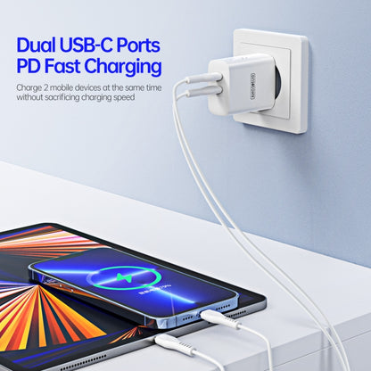 DUZZONA T4 PD 35W Dual Type-C Ports Travel Charger, Plug Type:EU Plug(White) - USB Charger by DUZZONA | Online Shopping UK | buy2fix