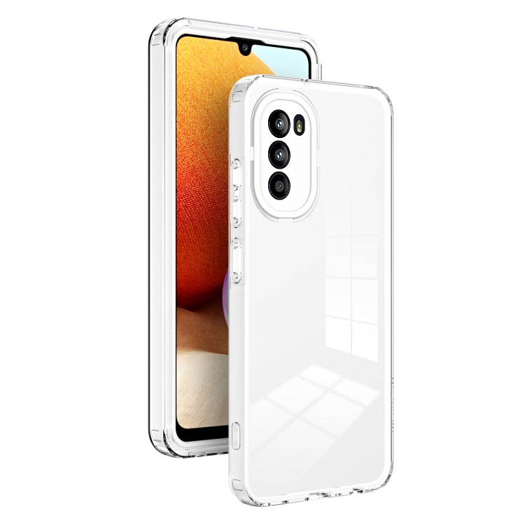 For Motorola Moto G52 3 in 1 Clear TPU Color PC Frame Phone Case(White) - Mobile Accessories by buy2fix | Online Shopping UK | buy2fix