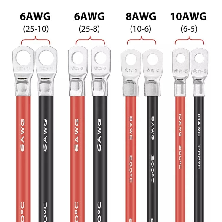 6AWG 25-8 Car 50cm Red + Black Pure Copper Battery Inverter Cable - In Car by buy2fix | Online Shopping UK | buy2fix