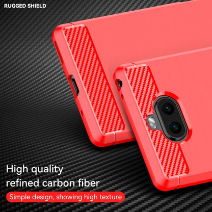 For Sony Xperia 8/8 Lite Brushed Texture Carbon Fiber TPU Phone Case(Red) - Sony Cases by buy2fix | Online Shopping UK | buy2fix