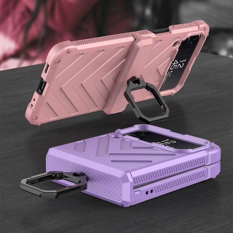 For Samsung Galaxy Z Flip4 GKK Sliding Camshield Magnetic Armor Flip Phone Case with Ring Holder(Purple) - Galaxy Z Flip4 5G Cases by GKK | Online Shopping UK | buy2fix