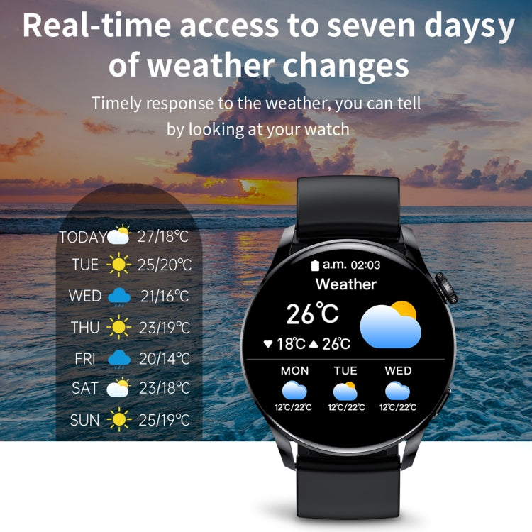 GW69 Smart Watch, Support BT Call / Heart Rate / Blood Pressure / Blood Oxygen(Sliver + Silicone Strap Black) - Smart Wear by buy2fix | Online Shopping UK | buy2fix