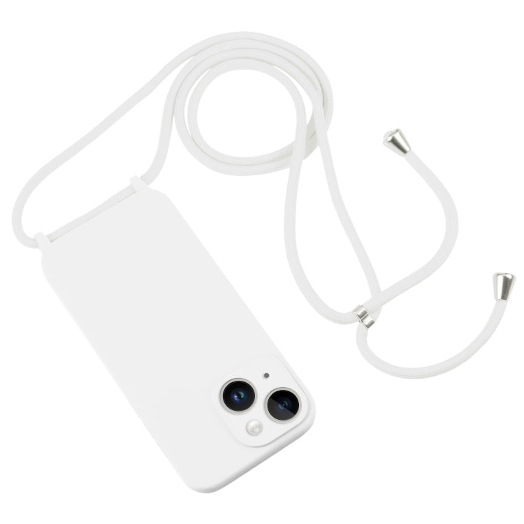 For iPhone 14 Crossbody Lanyard Liquid Silicone Case(White) - iPhone 14 Cases by buy2fix | Online Shopping UK | buy2fix