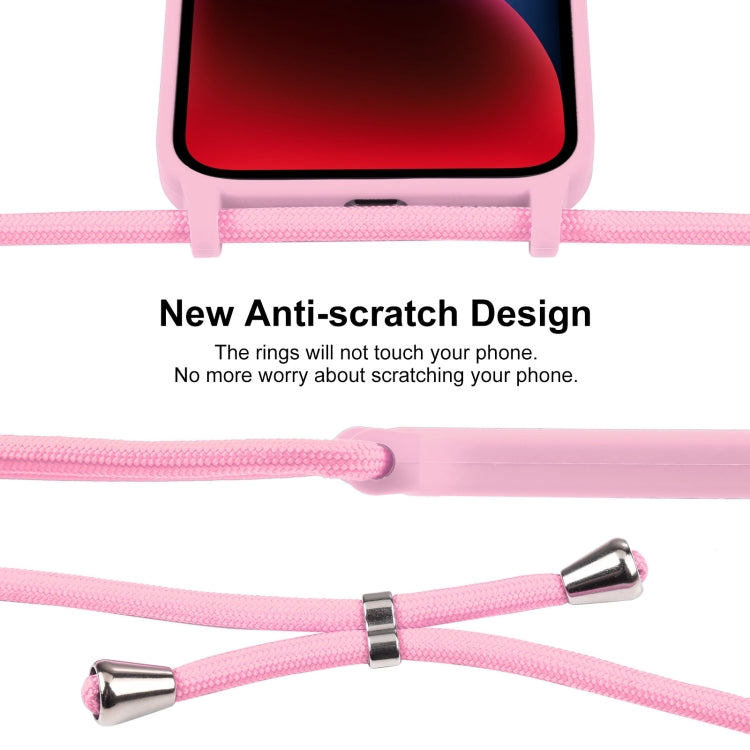 For iPhone 14 Crossbody Lanyard Liquid Silicone Case(Pink) - iPhone 14 Cases by buy2fix | Online Shopping UK | buy2fix