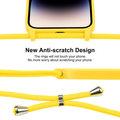 For iPhone 14 Pro Max Crossbody Lanyard Liquid Silicone Case(Yellow) - iPhone 14 Pro Max Cases by buy2fix | Online Shopping UK | buy2fix