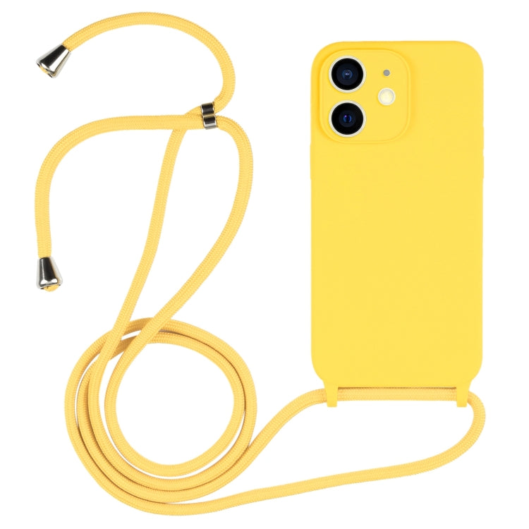 For iPhone 12 Crossbody Lanyard Liquid Silicone Case(Yellow) - iPhone 12 / 12 Pro Cases by buy2fix | Online Shopping UK | buy2fix