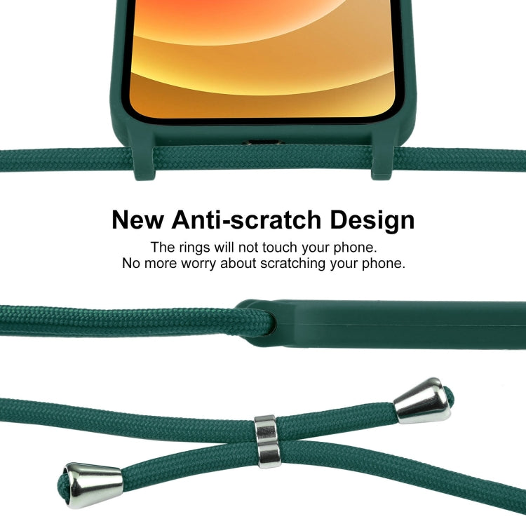 For iPhone 12 Crossbody Lanyard Liquid Silicone Case(Pine Needle Green) - iPhone 12 / 12 Pro Cases by buy2fix | Online Shopping UK | buy2fix