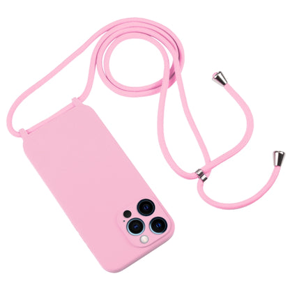 For iPhone 12 Pro Max Crossbody Lanyard Liquid Silicone Case(Pink) - iPhone 12 Pro Max Cases by buy2fix | Online Shopping UK | buy2fix