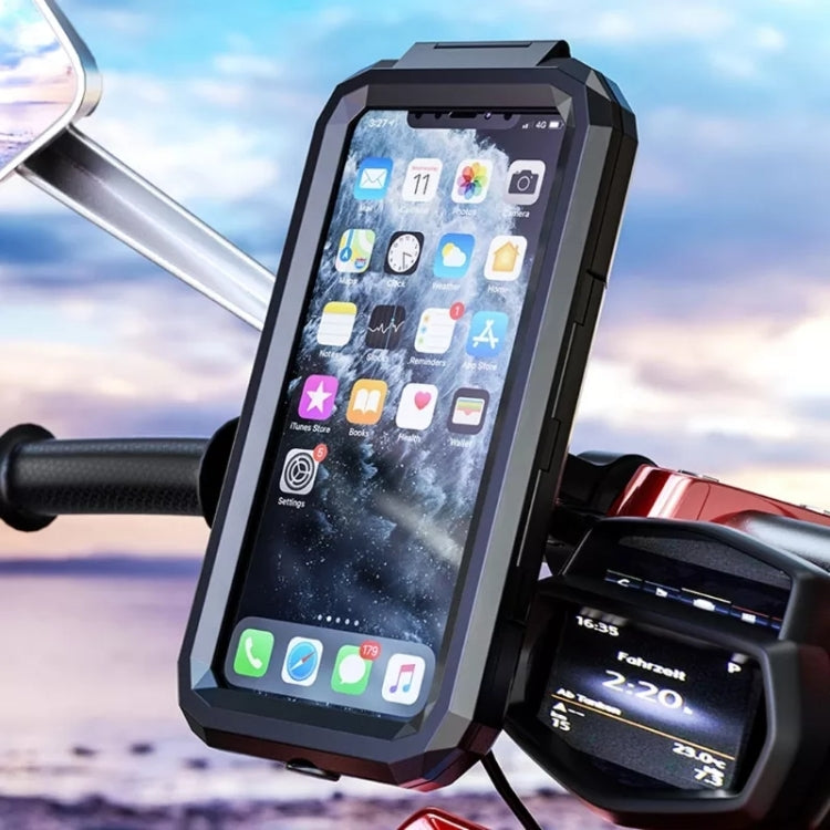 M18S-A2 Motorcycle / Bicycle Rearview Mirror Wireless Charging Waterproof Box Mobile Phone Holder - In Car by buy2fix | Online Shopping UK | buy2fix