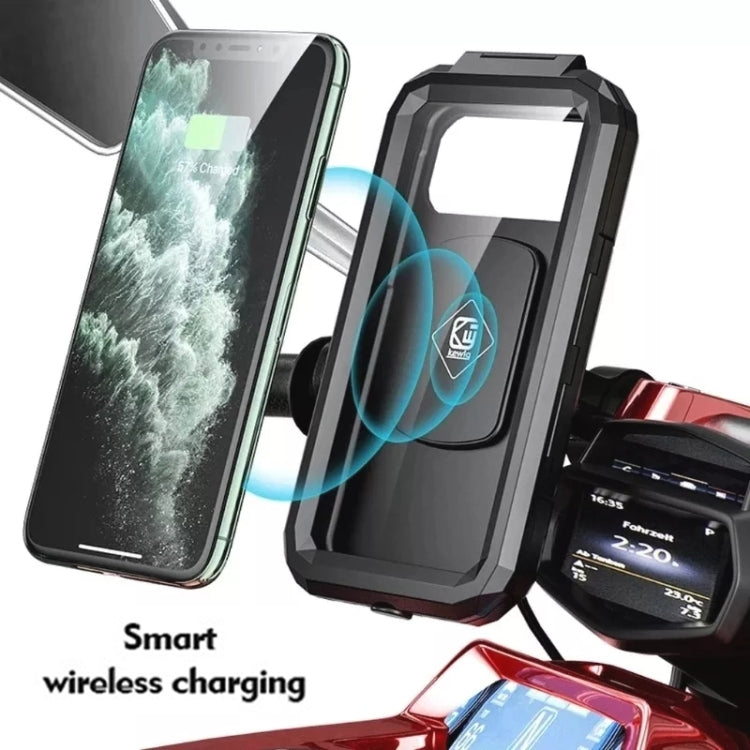 M18L-A2 Motorcycle / Bicycle Rearview Mirror Wireless Charging Waterproof Box Mobile Phone Holder - In Car by buy2fix | Online Shopping UK | buy2fix